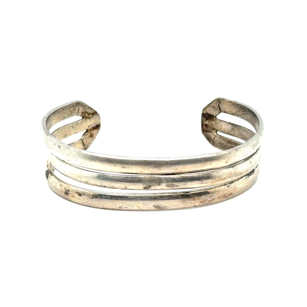 Silvertone Mexico Triple-Band Cuff Bracelet (c1)‎